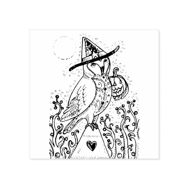 TAMPONS ENCREURS BARN OWL FOLK ART, HALLOWEEN CAOUTCHOUC (Impression)