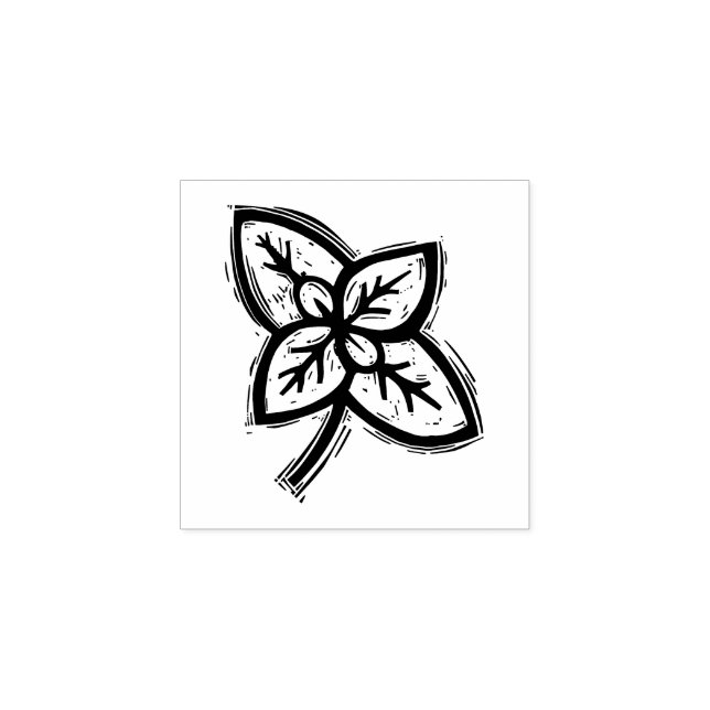 Tampons Encreurs Basil Leaves Herbs Vegetable Rustic Linocut  (Impression)