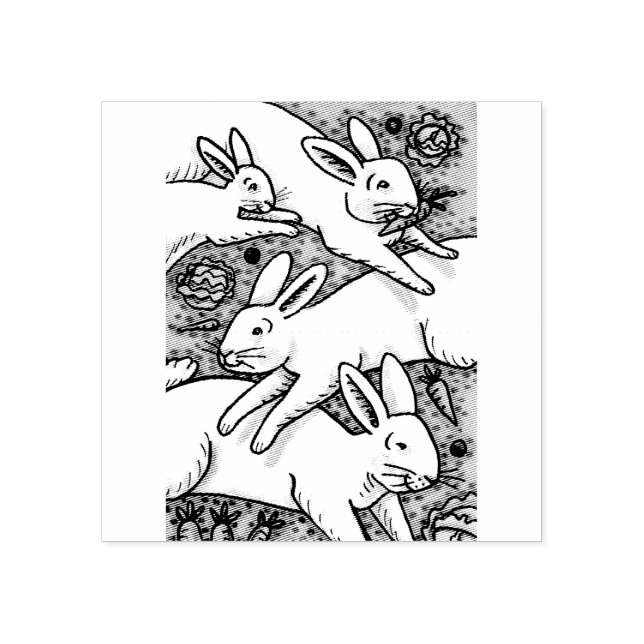 TAMPONS ENCREURS BÂTIMENTS DE PRINTEMPS, BUNNY RUBBER STAMP (Impression)
