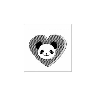 Tampons Encreurs Bear Panda Et Dessin De Coeur Rouge