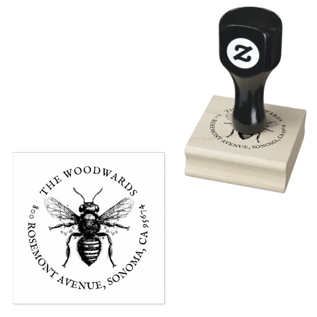 Tampons Encreurs Bee Antique Nom de famille Adresse de retour (Tamponné)