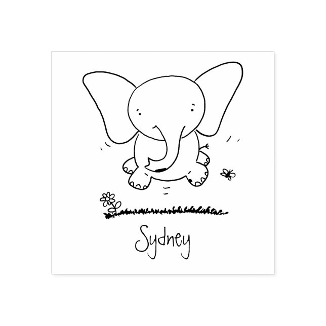 Tampons Encreurs Belle adorable dessin d'éléphant bébé (Impression)