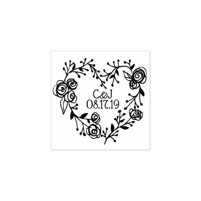 Tampons Encreurs Berries Twigs et couronne de coeur Rose | MARIAGE (Impression)