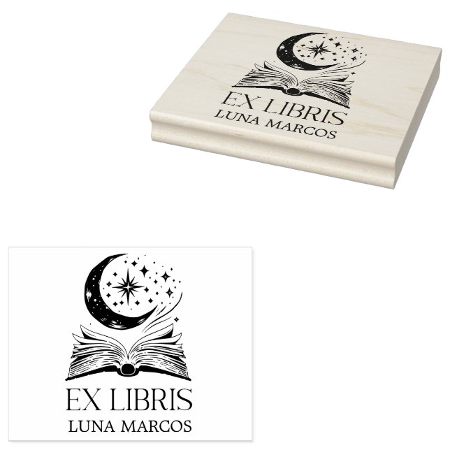 Tampons Encreurs Bibliothèques Ex personnalisées avec livre et étoi (Tamponné)