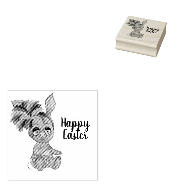 Tampons Encreurs Bikini Baby Bunny Pâques Custom Joyeux Pâques (Tamponné)
