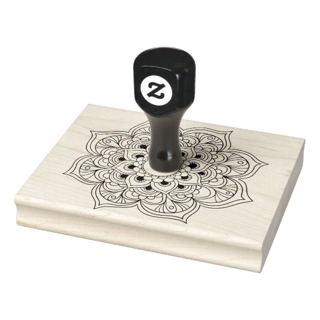 Tampons Encreurs Boho noir blanc mandala ornement floral (Tampon)