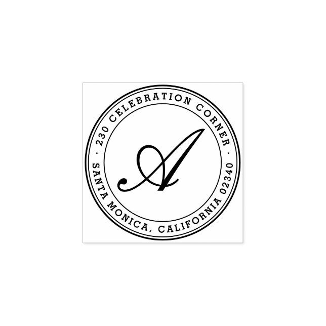Tampons Encreurs Bold Classic Script Monogramme Arrondi Adresse de  (Impression)