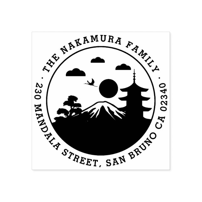 Tampons Encreurs Bold Japanese Landcape Nom de famille Adresse de r (Impression)
