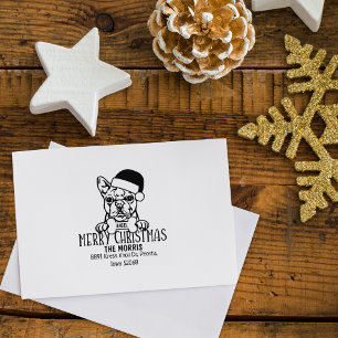 Tampons Encreurs Boston Terrier Dog Joyeux Noël Adresse de retour