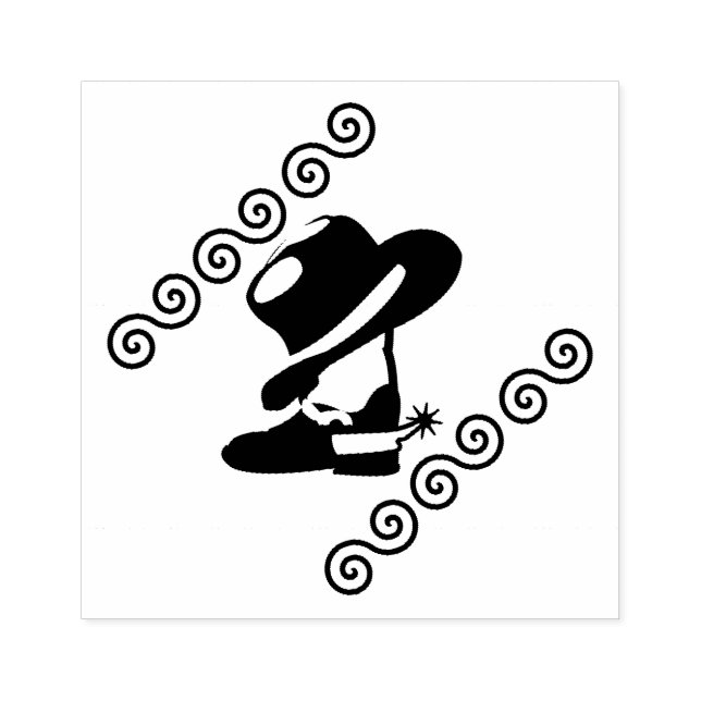 Tampons Encreurs Bottes et Casquette de cowgirl de l'Ouest (Impression)
