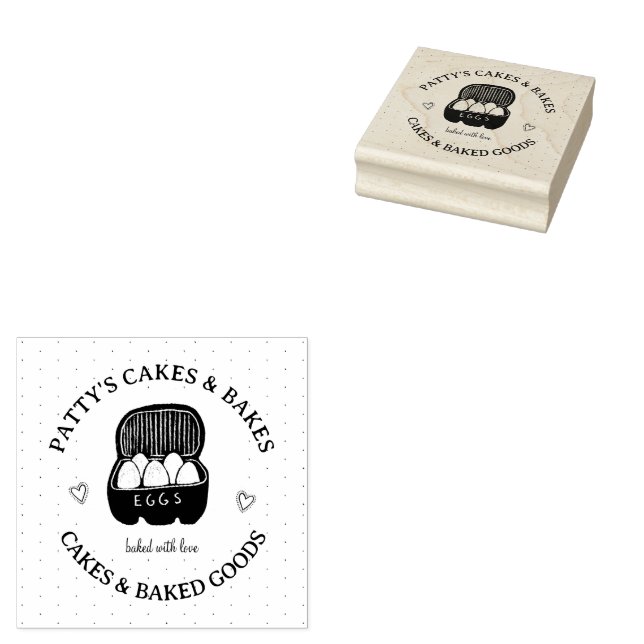 Tampons Encreurs Boulangerie Baker Logo Étiquette rose noir (Tamponné)