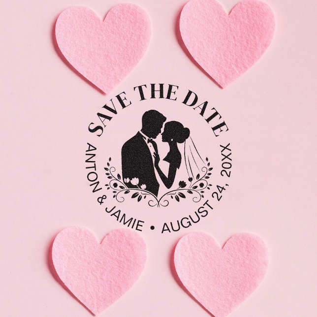 Tampons Encreurs Bride And Groom Save The Date Wedding Date Names (Créateur téléchargé)