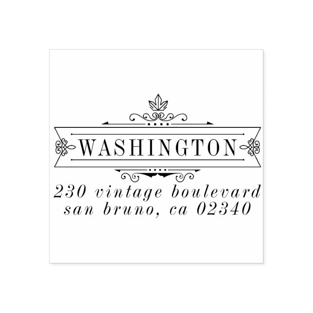 Tampons Encreurs Cadre Art déco élégant Nom de famille Adresse de r (Impression)