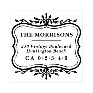 Tampons Encreurs Cadre botanique élégant Nom de famille Adresse de 