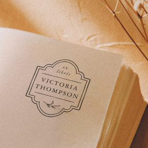 Tampons Encreurs Cadre Élégant Feuilles Délicates Ex Libris Bookpla