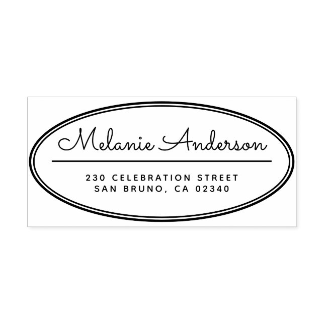 Tampons Encreurs Cadre Ovale Moderne Cute Script Nom Adresse de ret (Impression)
