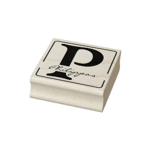 Tampons Encreurs Cadre solide + votre monogramme/nom
