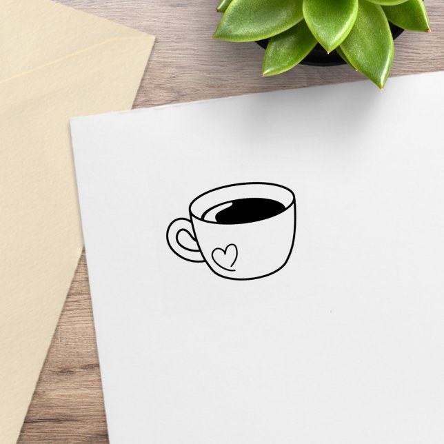Tampons Encreurs Café Mug avec coeur Doodle Loyauté Obtenez un Grat (Créateur téléchargé)