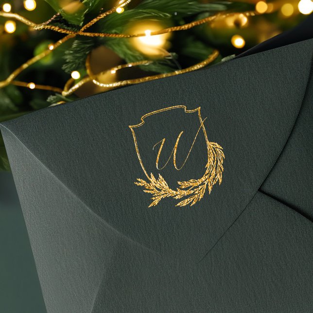 Tampons Encreurs Calliage de la Garland d'hiver Script Monogramme C (Winter Garland Calligraphy Script Monogram Crest Rubber Stamp)