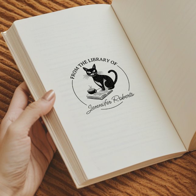 Tampons Encreurs Calligraphie simple, livre de chat de bibliothèque (Créateur téléchargé)