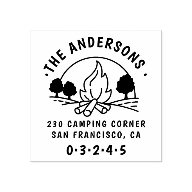 Tampons Encreurs Camping | Nom de famille et adresse de retour (Impression)