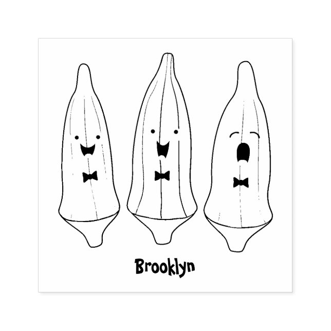 Tampons Encreurs Caricature de légumes de l'okra chantante mignonne (Impression)