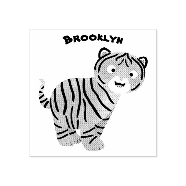 Tampons Encreurs Caricature de petit tigre joyeux (Impression)