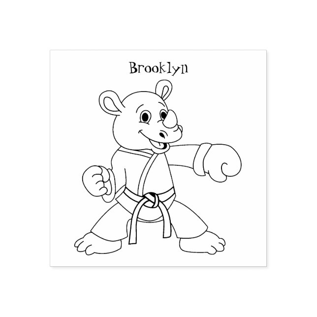 Tampons Encreurs Caricature de rhino kung fu (Impression)