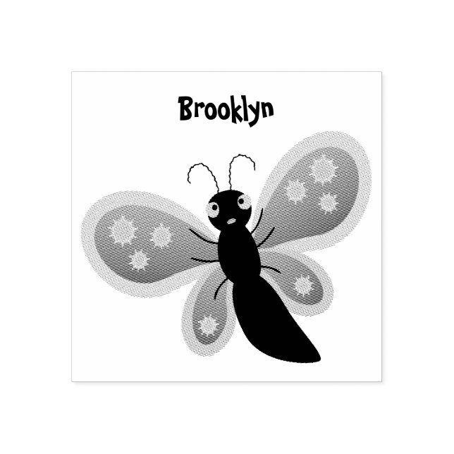 Tampons Encreurs Caricature joli papillon orange (Impression)