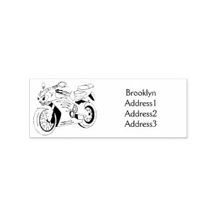 Tampons Encreurs Caricature moto de sport rouge mou