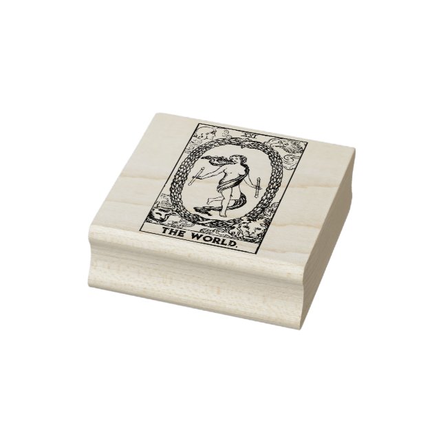 Tampons Encreurs Carte Tarot : Le monde : Texte personnalisé (Tampon)