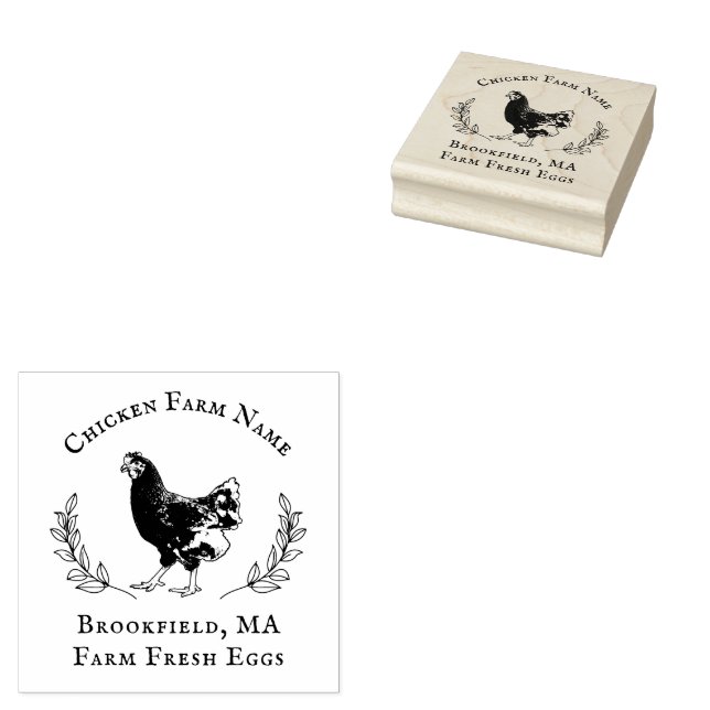 Tampons Encreurs Carton d'oeuf de poulet à la couronne rustique per (Tamponné)