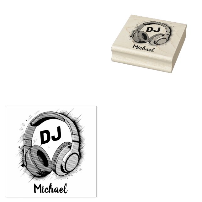 Tampons Encreurs Casques DJ de musique moderne Nom personnalisé (Tamponné)