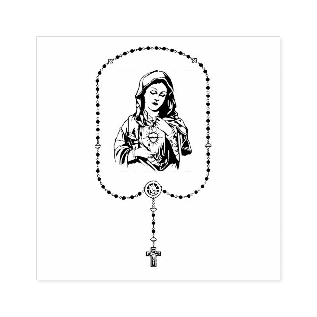 Tampons Encreurs Catholique Vierge Marie Rosaire Adresse religieuse (Impression)