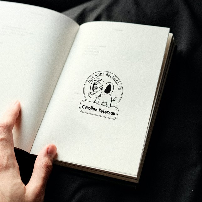 Tampons Encreurs Ce Livre Appartient À, Eléphant mignon, Livre Enfa (Créateur téléchargé)