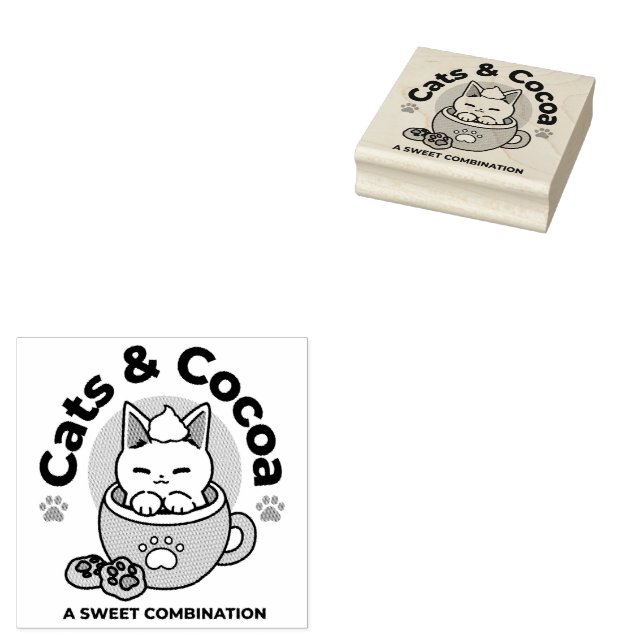 Tampons Encreurs Chat adorable en Mug Conception de vacances - Chat (Tamponné)