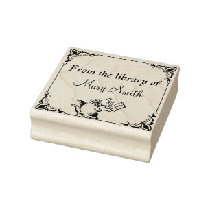 Tampons Encreurs Chat de réservation   Timbre d'art bois pour livre