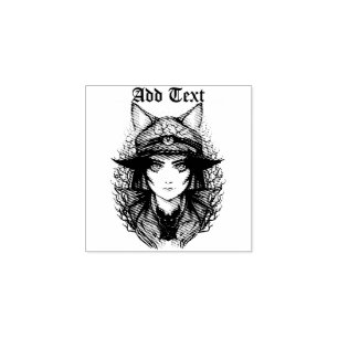 Tampons Encreurs Chat de sorcière Halloween Déplaisant Portrait mig