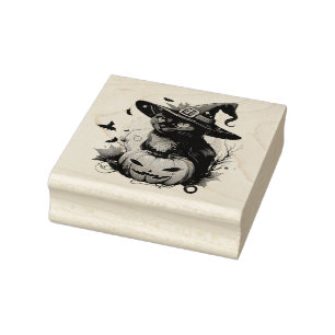 Tampons Encreurs Chat noir, chauves-souris et Jack-O-Lantern