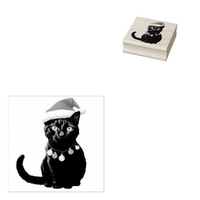 Tampons Encreurs Chat Noir de Noël tendance à Santa Hat (Tamponné)