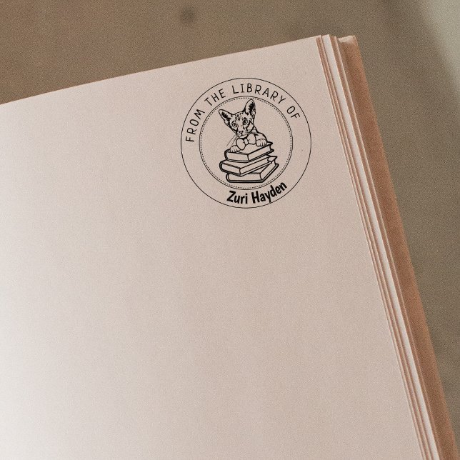 Tampons Encreurs Chat Oriental À Cheveux Courte, Livre De La Biblio (Créateur téléchargé)