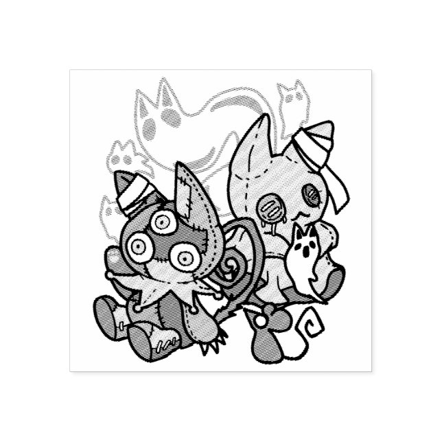 Tampons Encreurs Chats déplaisants Halloween Art : Paw-sitly Fright (Impression)