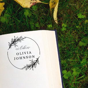 Tampons Encreurs Chic Botanique Feuille Script Ex Libris Nom person