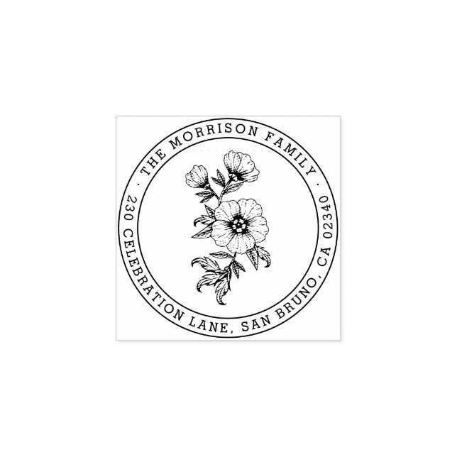 Tampons Encreurs Chic Floral Round Return Adresse personnalisée (Impression)