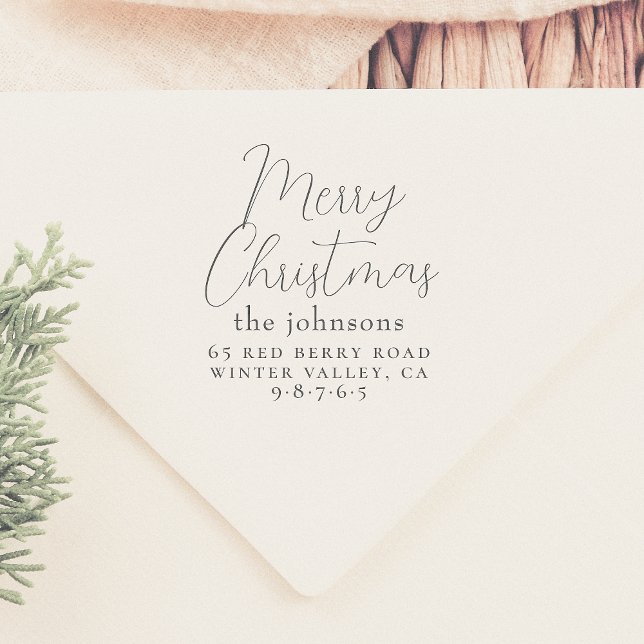 Tampons Encreurs Chic Minimal Joyeux Noël Famille Adresse de retour (Créateur téléchargé)