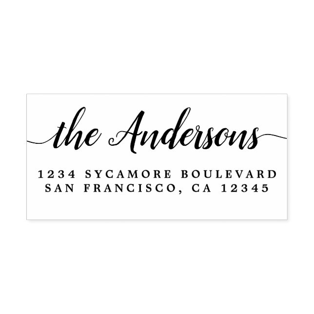 Tampons Encreurs Chic Script Calligraphy Nom de famille Adresse de  (Impression)