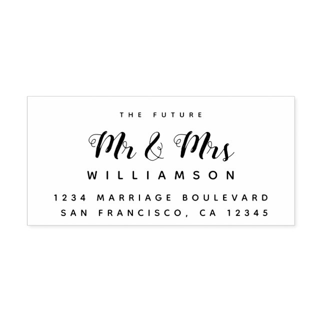 Tampons Encreurs Chic Script Future M. Mme Mariage Adresse de retou (Impression)