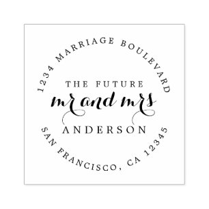 Tampons Encreurs Chic Script Future M. Mme Round Return Adresse