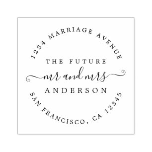 Tampons Encreurs Chic Script Future M. Mme Round Return Adresse
