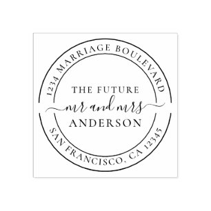 Tampons Encreurs Chic Script Future M. Mme Round Return Adresse